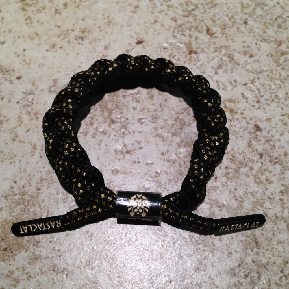 Rastaclat Bracelet Wristband Shoelace Gold Black